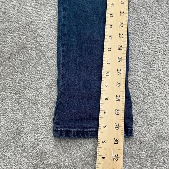 American Quality High Rise Denim Jeans Juniors 13 Dark Blue Distressed 30x30 NWT - Picture 5 of 15